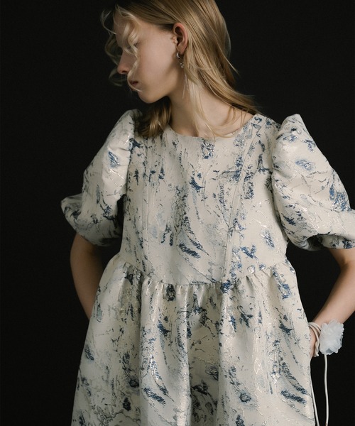 et.UNiVER マーブルドレス　ネイビー　M-short マタニティ Marble dress（ドレス）｜et.UNiVER（エトユニベール）のファッション