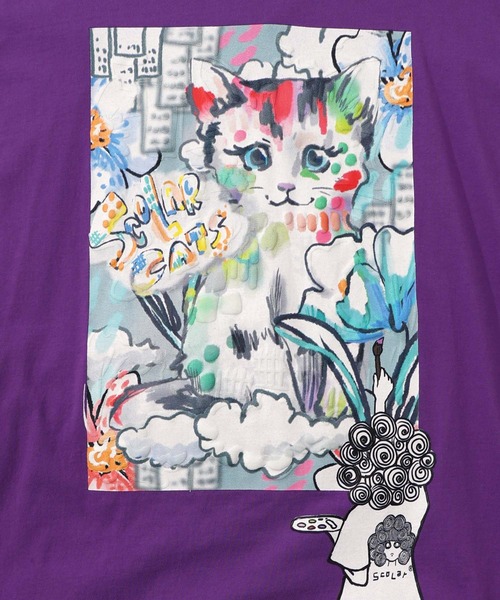 ScoLar(スカラー)の「161634:画家スカラーちゃんネコ柄チュール切替チュニック(チュニック・レディース・ブラック/オフホワイト/パープル・M)」の20枚目の写真