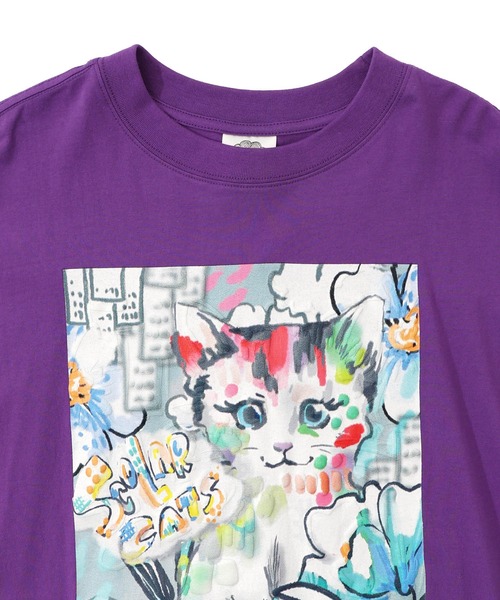 ScoLar(スカラー)の「161634:画家スカラーちゃんネコ柄チュール切替チュニック(チュニック・レディース・ブラック/オフホワイト/パープル・M)」の21枚目の写真
