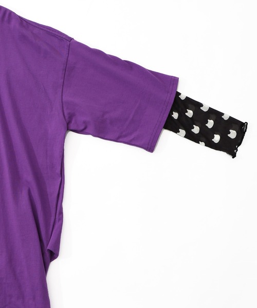 ScoLar(スカラー)の「161634:画家スカラーちゃんネコ柄チュール切替チュニック(チュニック・レディース・ブラック/オフホワイト/パープル・M)」の11枚目の写真