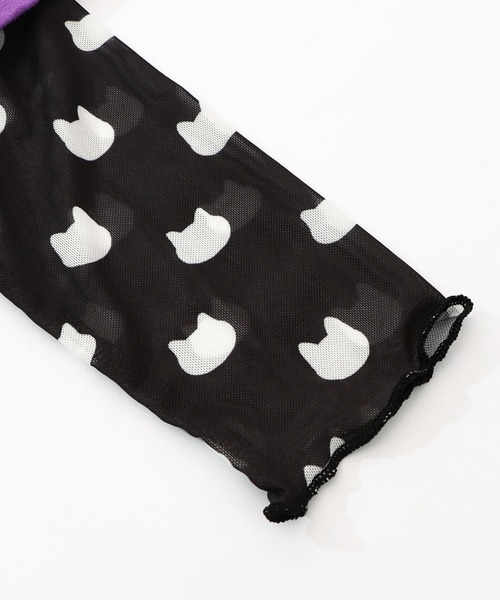 ScoLar(スカラー)の「161634:画家スカラーちゃんネコ柄チュール切替チュニック(チュニック・レディース・ブラック/オフホワイト/パープル・M)」の12枚目の写真
