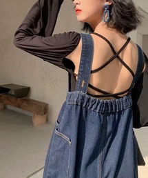 meJane（ミージェーン）の「デニムサルエルパンツ サロペット（サロペット/オーバーオール）」