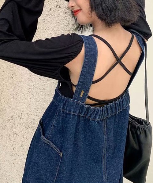 meJane(ミージェーン)の「デニムサルエルパンツ サロペット(サロペット/オーバーオール・レディース・インディゴブルー・S/L/M)」の6枚目の写真