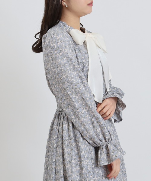 ASTORIA ODIER(アストリアオディール)の「シアーリボンタイ花柄ワンピース(ワンピース・レディース・ブルー/ベージュ・MEDIUM)」の11枚目の写真