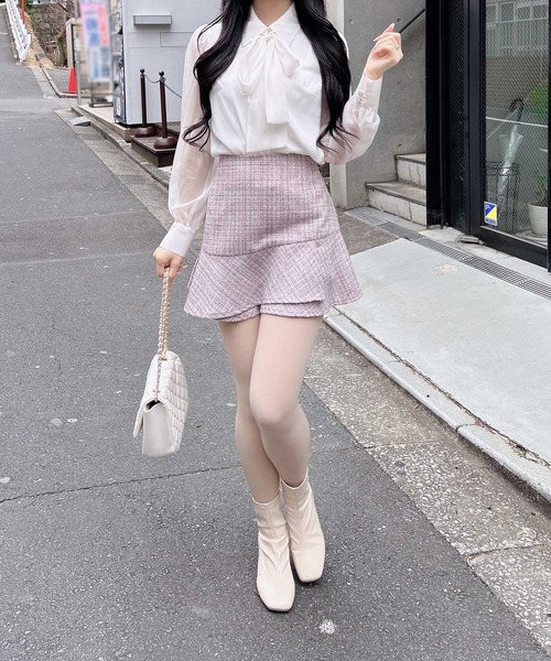 INGNI（イング）の「シアーボウタイブラウス（シャツ/ブラウス・レディース・ブルー系/ホワイト系その他3/ピンク/オフホワイト・M）」の10枚目の写真