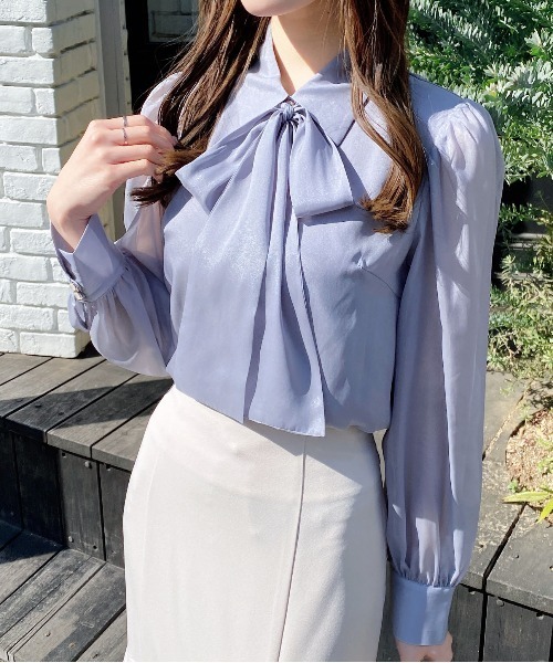 INGNI（イング）の「シアーボウタイブラウス（シャツ/ブラウス・レディース・ブルー系/ホワイト系その他3/ピンク/オフホワイト・M）」の19枚目の写真