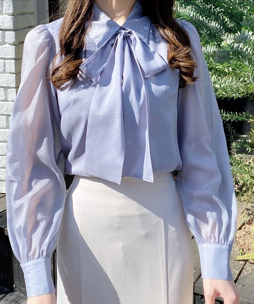 INGNI（イング）の「シアーボウタイブラウス（シャツ/ブラウス・レディース・ブルー系/ホワイト系その他3/ピンク/オフホワイト・M）」の20枚目の写真