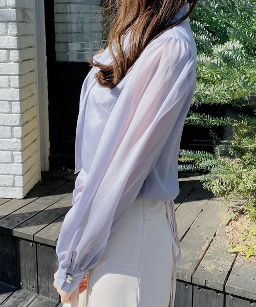 INGNI（イング）の「シアーボウタイブラウス（シャツ/ブラウス・レディース・ブルー系/ホワイト系その他3/ピンク/オフホワイト・M）」の22枚目の写真