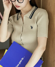 U.S. POLO ASSN. × PUBLUX/ユーエスポロアッスン 別注 襟配色 サマーニットポロ カーディガン 限定展開