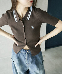 U.S. POLO ASSN. | U.S. POLO ASSN. × PUBLUX/ユーエスポロアッスン 別注 襟配色 サマーニットポロ カーディガン 限定展開(カーディガン/ボレロ)