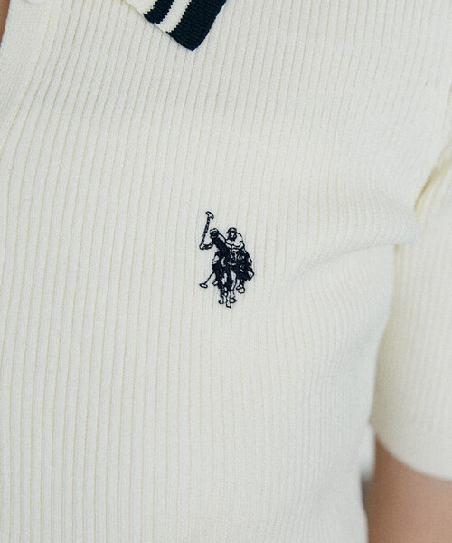U.S. POLO ASSN.(ユーエスポロアッスン)の「U.S. POLO ASSN. × PUBLUX/ユーエスポロアッスン 別注 襟配色 サマーニットポロ カーディガン 限定展開(カーディガン/ボレロ・レディース・ベージュ/ブラウン/グレー/オフホワイト・フリ-)」の13枚目の写真