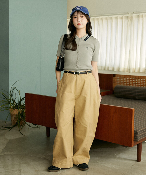 U.S. POLO ASSN.(ユーエスポロアッスン)の「U.S. POLO ASSN. × PUBLUX/ユーエスポロアッスン 別注 襟配色 サマーニットポロ カーディガン 限定展開(カーディガン/ボレロ・レディース・ベージュ/ブラウン/グレー/オフホワイト・フリ-)」の18枚目の写真