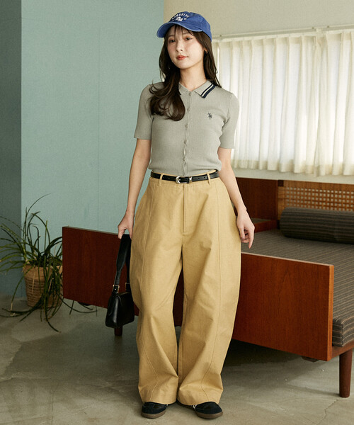 U.S. POLO ASSN.(ユーエスポロアッスン)の「U.S. POLO ASSN. × PUBLUX/ユーエスポロアッスン 別注 襟配色 サマーニットポロ カーディガン 限定展開(カーディガン/ボレロ・レディース・ベージュ/ブラウン/グレー/オフホワイト・フリ-)」の20枚目の写真