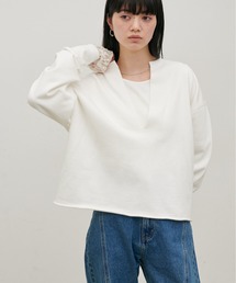 【LARUTA】断ち切りスキッパー裏毛プルオーバー