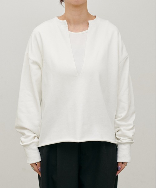 LARUTA(ラルータ)の「【LARUTA】断ち切りスキッパー裏毛プルオーバー(Tシャツ/カットソー・レディース・グレー/チャコールグレー/ライム/オフホワイト・FREE)」の17枚目の写真