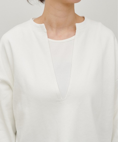 LARUTA(ラルータ)の「【LARUTA】断ち切りスキッパー裏毛プルオーバー(Tシャツ/カットソー・レディース・グレー/チャコールグレー/ライム/オフホワイト・FREE)」の11枚目の写真