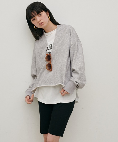 LARUTA(ラルータ)の「【LARUTA】断ち切りスキッパー裏毛プルオーバー(Tシャツ/カットソー・レディース・グレー/チャコールグレー/ライム/オフホワイト・FREE)」の20枚目の写真