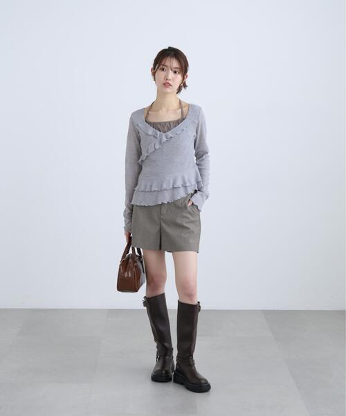 FREE'S MART（フリーズマート）の「◆ホルターインナーレイヤードカシュクールカットソー（Tシャツ/カットソー・レディース・ホワイト/グレー/カーキ・FREE）」の8枚目の写真