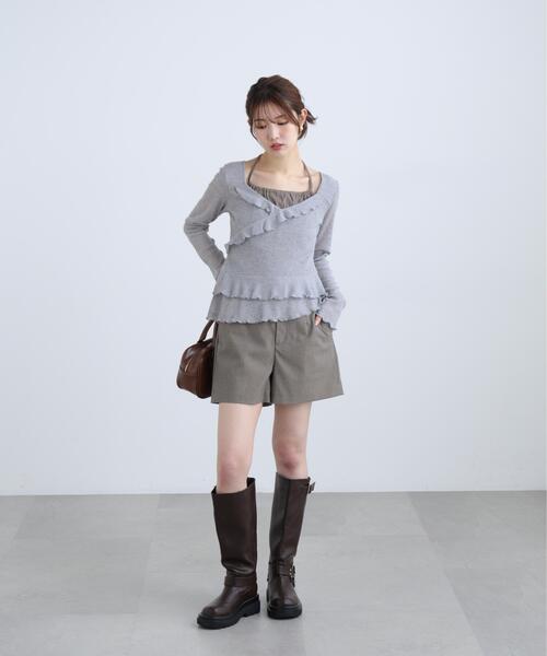 FREE'S MART（フリーズマート）の「◆ホルターインナーレイヤードカシュクールカットソー（Tシャツ/カットソー・レディース・ホワイト/グレー/カーキ・FREE）」の9枚目の写真