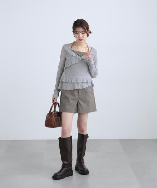 FREE'S MART（フリーズマート）の「◆ホルターインナーレイヤードカシュクールカットソー（Tシャツ/カットソー・レディース・ホワイト/グレー/カーキ・FREE）」の10枚目の写真