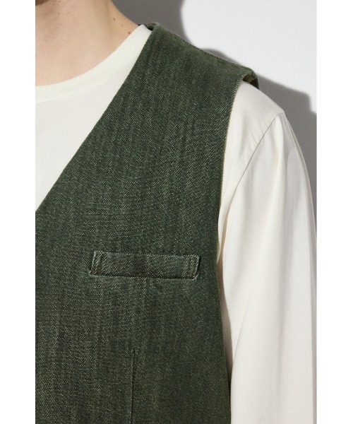 AZUL by moussy（アズールバイマウジー）の「リラックスデニムベスト（ベスト・メンズ・ワンウォッシュ/カーキ・LARGE/MEDIUM）」の11枚目の写真