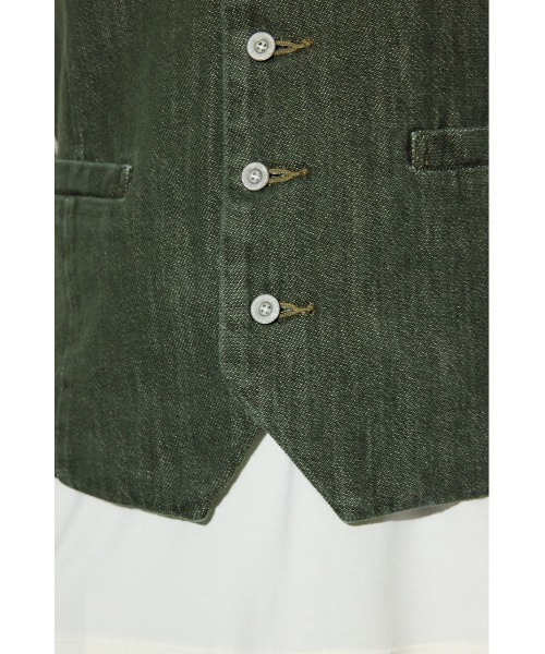 AZUL by moussy（アズールバイマウジー）の「リラックスデニムベスト（ベスト・メンズ・ワンウォッシュ/カーキ・LARGE/MEDIUM）」の14枚目の写真