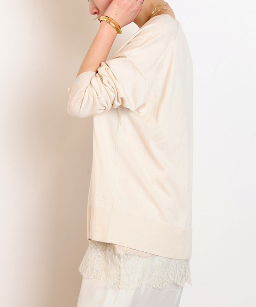 EVERYDAY I LIKE.(エヴリディアイライク)の「*シーアイランドVネックニット(ニット/セーター・レディース・アイボリー/ブラック・FREE)」の3枚目の写真