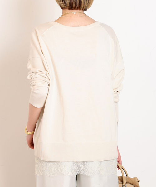 EVERYDAY I LIKE.(エヴリディアイライク)の「*シーアイランドVネックニット(ニット/セーター・レディース・アイボリー/ブラック・FREE)」の4枚目の写真