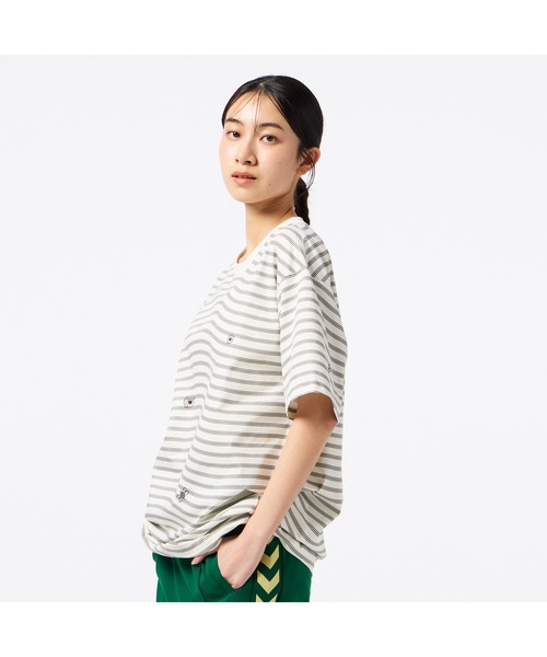 hummel（ヒュンメル）の「hummel/ヒュンメルHMP ﾊﾝｿﾃﾞTｼｬﾂ（Tシャツ/カットソー・レディース・アイボリー/ブルー/ネイビー・S/M/L/XL）」の2枚目の写真