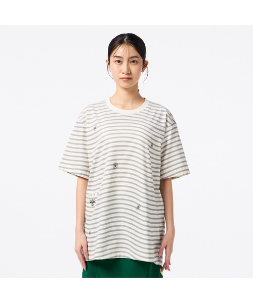hummel（ヒュンメル）の「hummel/ヒュンメルHMP ﾊﾝｿﾃﾞTｼｬﾂ（Tシャツ/カットソー・レディース・アイボリー/ブルー/ネイビー・S/M/L/XL）」の8枚目の写真