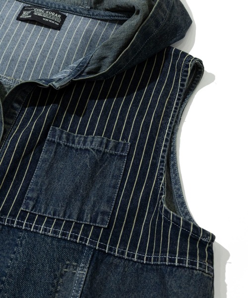 CUBE SUGAR（キューブシュガー）の「CUBE SUGAR/キューブシュガー　デニム CRAZY切替 フードOP（Tシャツ/カットソー・レディース・ネイビー・FREE）」の3枚目の写真