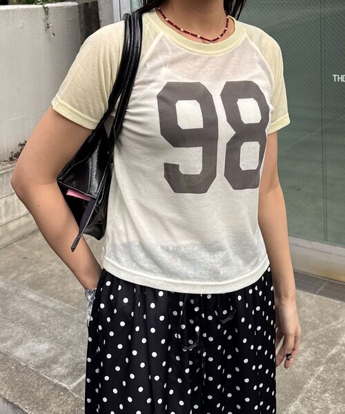 CIAOPANIC（チャオパニック）の「コンパクトナンバリングシアーラグランTEE（Tシャツ/カットソー・レディース・グレー/アイボリー/レッド・ONE SIZE）」の21枚目の写真