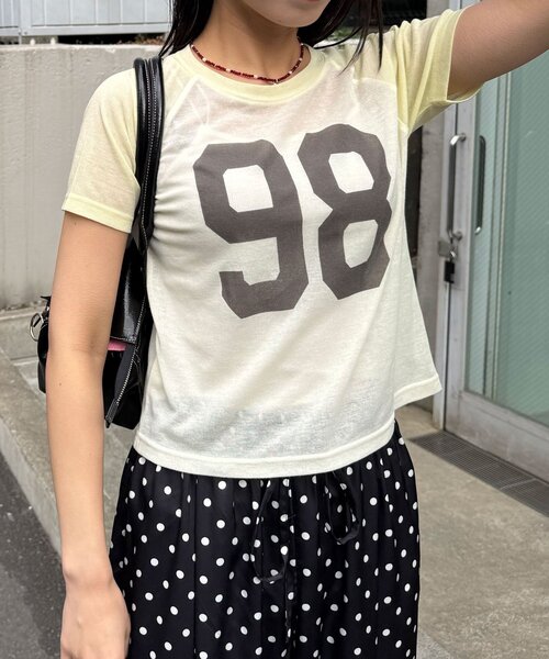 CIAOPANIC（チャオパニック）の「コンパクトナンバリングシアーラグランTEE（Tシャツ/カットソー・レディース・グレー/アイボリー/レッド・ONE SIZE）」の22枚目の写真