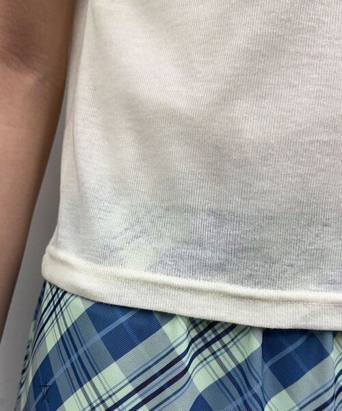 CIAOPANIC（チャオパニック）の「コンパクトナンバリングシアーラグランTEE（Tシャツ/カットソー・レディース・グレー/アイボリー/レッド・ONE SIZE）」の5枚目の写真