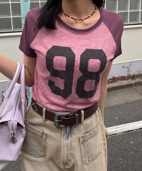 CIAOPANIC（チャオパニック）の「コンパクトナンバリングシアーラグランTEE（Tシャツ/カットソー・レディース・グレー/アイボリー/レッド・ONE SIZE）」の13枚目の写真