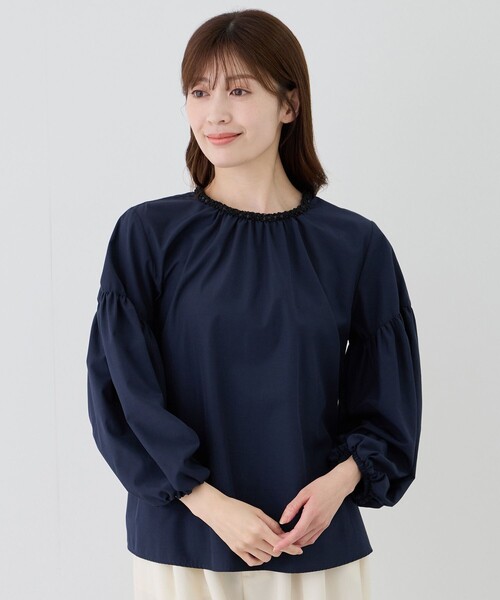 Jayro(ジャイロ)の「ネックデザインブラウス(シャツ/ブラウス・レディース・ネイビー/ホワイト系その他・M)」の2枚目の写真