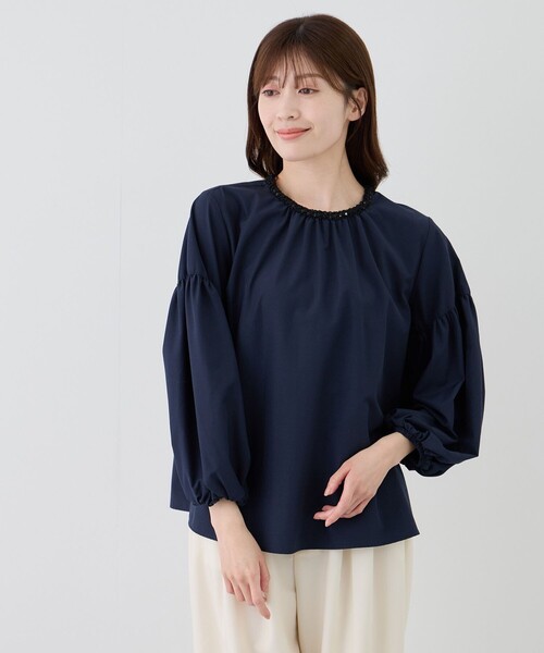 Jayro(ジャイロ)の「ネックデザインブラウス(シャツ/ブラウス・レディース・ネイビー/ホワイト系その他・M)」の4枚目の写真