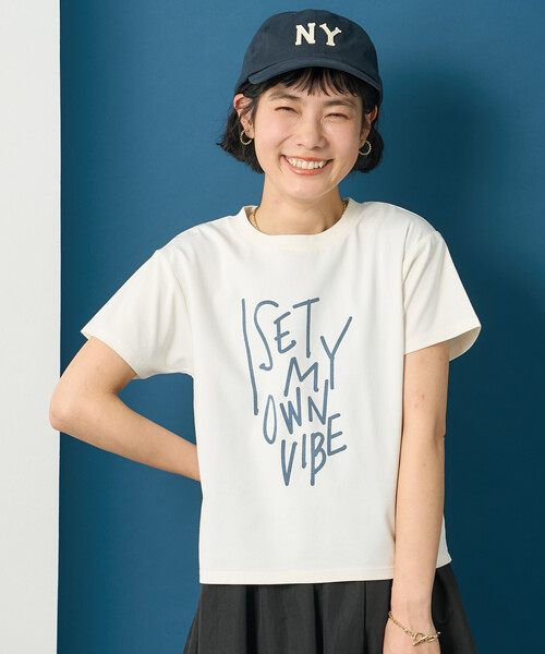 FREAK'S STORE（フリークスストア）の「藤本美貴 × FREAK'S STORE/フリークスストア メッセージロゴ 半袖Tシャツ（Tシャツ/カットソー・レディース・ブラック/オフホワイト/レモンイエロー・SMALL/MEDIUM/LARGE）」の2枚目の写真