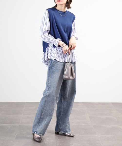 A.N.L(エーエヌエル レーベル)の「A.N.L ニットベスト×長袖ブラウスセット(シャツ/ブラウス・レディース・ブラック/ベージュ/ネイビー・38)」の16枚目の写真