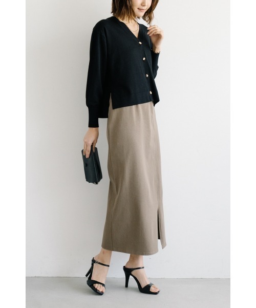 M.deux（エムドゥ）の「シルキータッチＶネックカーディガン（Tシャツ/カットソー・レディース・ブラック/オフホワイト/ベージュ/イエロー・MEDIUM）」の13枚目の写真