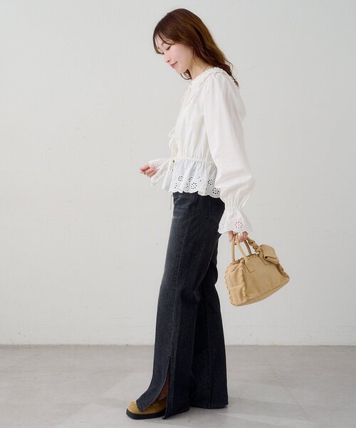 Kastane(カスタネ)の「【一部店舗限定】Bコットンレース フリルブラウス(シャツ/ブラウス・レディース・ブラック/ホワイト・FREE)」の7枚目の写真