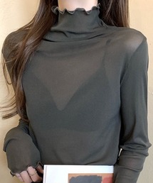 somnium（ソムニウム）の「シアーハイネックトップス / レディース メロウネック 透け感 長袖 レイヤード 韓国ファッション（Tシャツ/カットソー）」