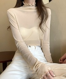 somnium（ソムニウム）の「シアーハイネックトップス / レディース メロウネック 透け感 長袖 レイヤード 韓国ファッション（Tシャツ/カットソー）」