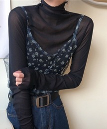 somnium（ソムニウム）の「シアーハイネックトップス / レディース メロウネック 透け感 長袖 レイヤード 韓国ファッション（Tシャツ/カットソー）」