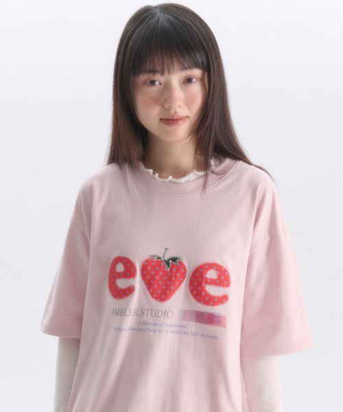 ambler(エムブラー)の「ストロベリー アプリケ刺繍 半袖Tシャツ AS1308 (ピンク)(Tシャツ/カットソー・レディース・その他・MEDIUM/FREE/SMALL)」の8枚目の写真