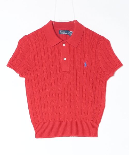 POLO RALPH LAUREN（ポロ ラルフ ローレン）の「ケーブルニット コットン クロップド ポロシャツ（ポロシャツ・レディース・レッド・M/S/L/XS）」の6枚目の写真