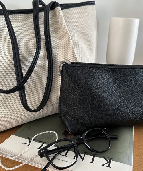 Eclat one(エクラワン)の「【Eclat one】シンプル 横長 キャンバス 肩掛け トート バッグ(トートバッグ・レディース・ホワイト/ブラウン/ブラック・FREE)」の10枚目の写真