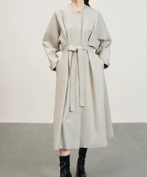 CHUN CHUN NOTES（チュンチュンノーツ）の「26SS/上品に着こなせるウエストマークノーカラーロングコート（ノーカラーコート）」