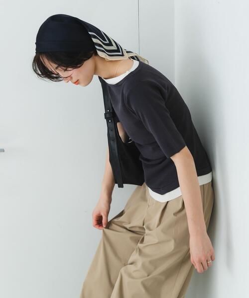 SENSE OF PLACE by URBAN RESEARCH（センスオブプレイスバイアーバンリサーチ）の「『洗濯可』レイヤードアシメセーター（ニット/セーター・レディース・ブラウン/アイボリー/チャコールグレー・ONE）」の7枚目の写真