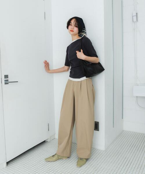 SENSE OF PLACE by URBAN RESEARCH（センスオブプレイスバイアーバンリサーチ）の「『洗濯可』レイヤードアシメセーター（ニット/セーター・レディース・ブラウン/アイボリー/チャコールグレー・ONE）」の8枚目の写真